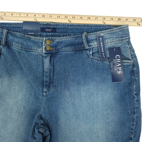 Chaps Capri Jeans Slimming Fit Plus Size 22W High Rise NWT Stretch Med Wash Crop - Picture 9 of 12